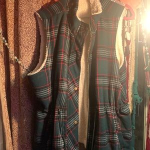 Plaid/Sherpa winter torrid vest